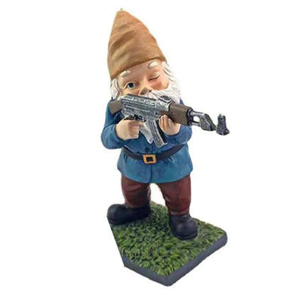 Funny Army Gnome Garden Statue