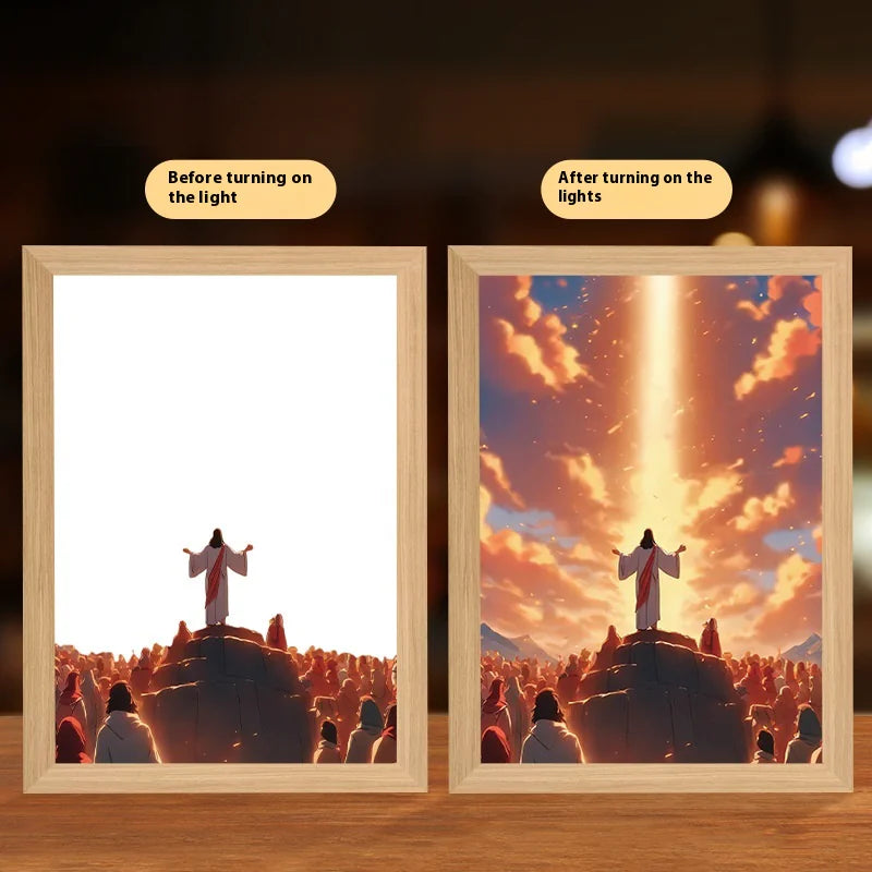 Jesus LED Moon Lamp: Illuminated Photo Frame for Home Decor & Christmas Gifts