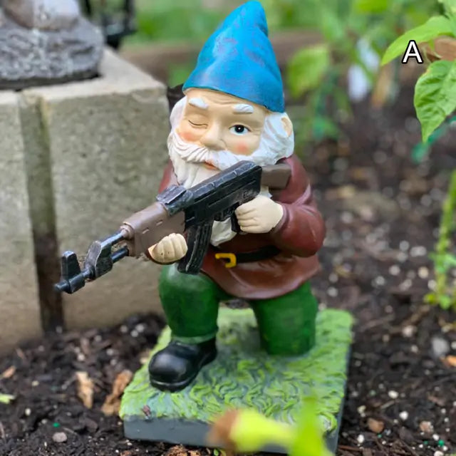 Funny Army Gnome Garden Statue