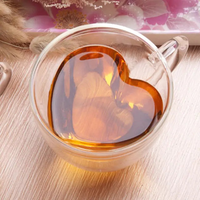 Double Wall Heart Glass Cup