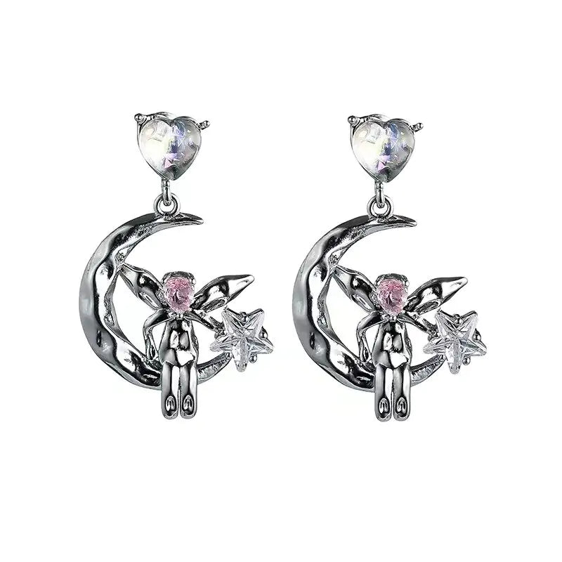 Crystal Angel Drop Earrings