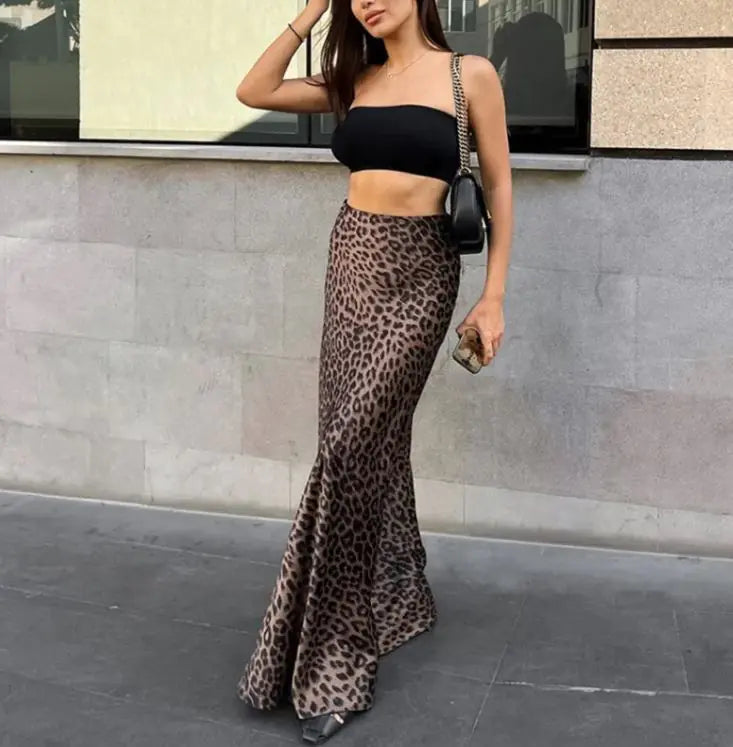 Leopard Print Dress Fashion Mermaid Skirt Womens Clothing