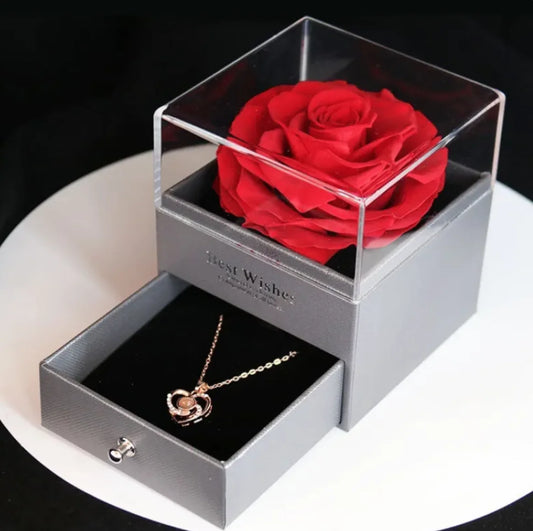 Acrylic Preserved Rose Jewelry Gift Box